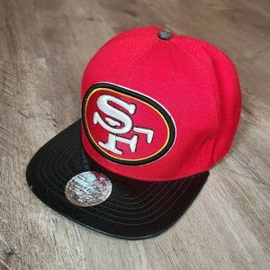 Vintage NFL San Francisco 49ers Mitchell & Ness Leather Bill Strap Snapback Hat
